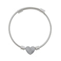 Engravable Heart Cuff Bracelet — Adjustable Silver Heart Cable Bangle, Personalized Gift for Her