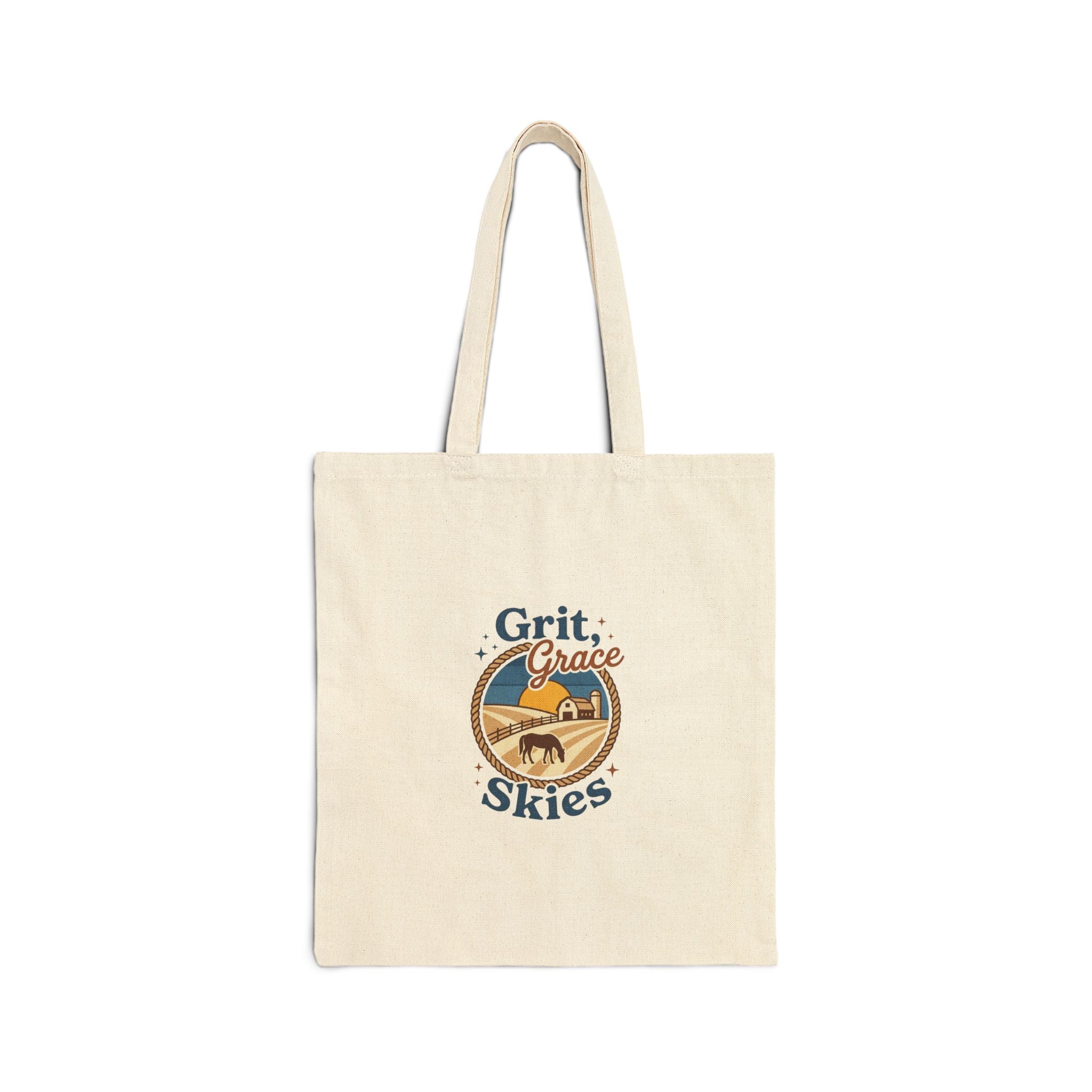 Grit Grace Skies Tote | Western Cowgirl Rustic Prairie Canvas