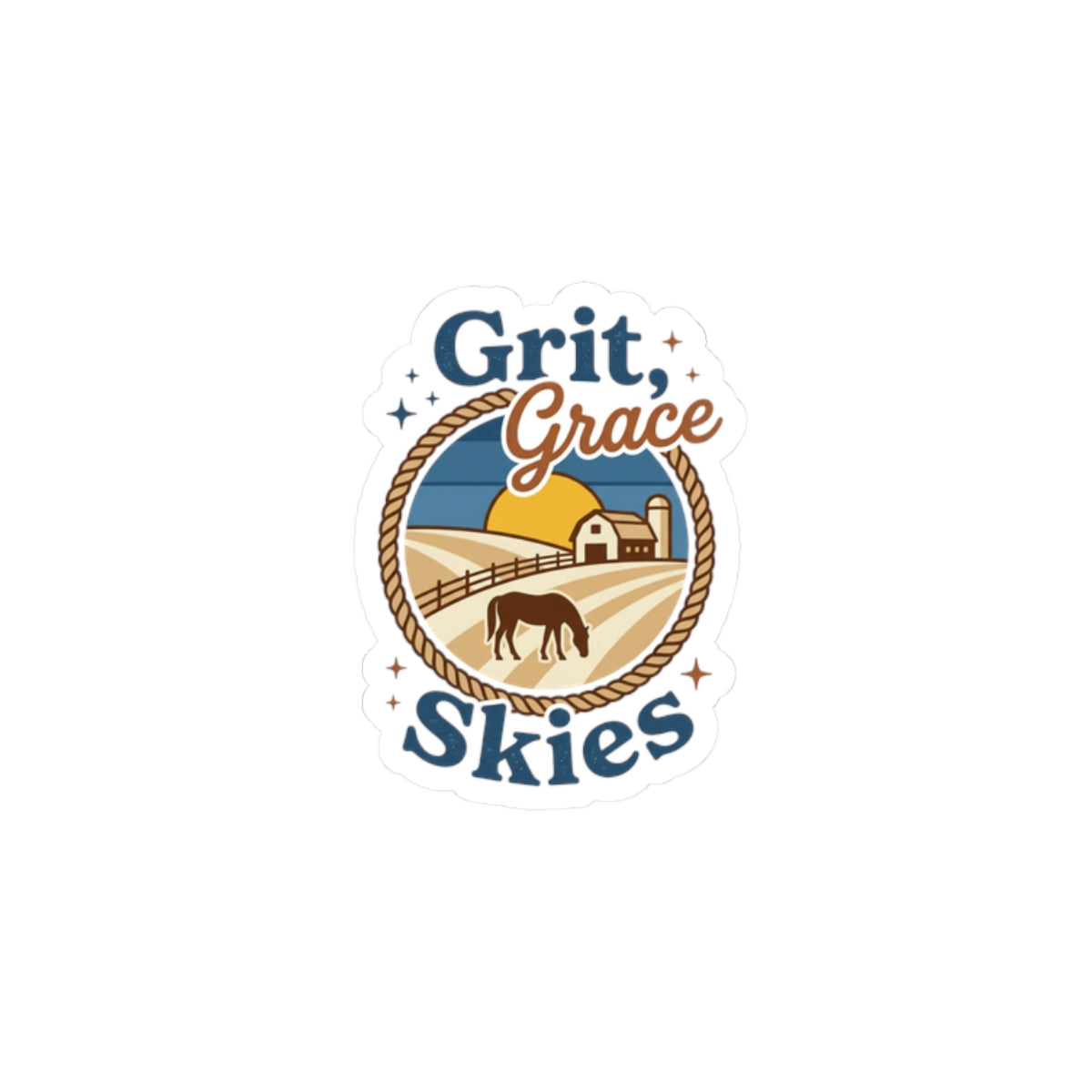 Grit & Grace Skies Sticker | Western Ranch Cowgirl Rustic Prairie Emblem