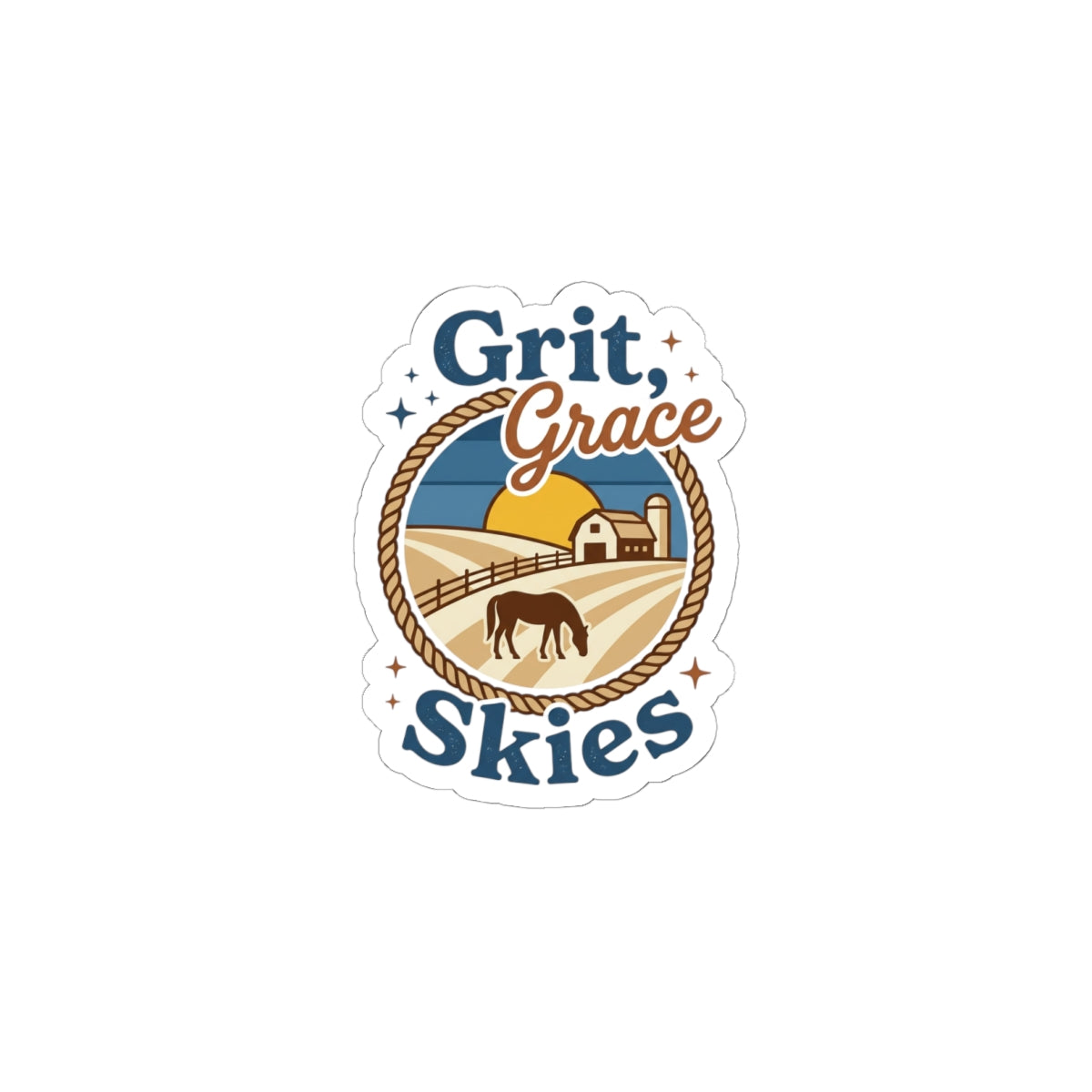 Grit & Grace Skies Sticker | Western Ranch Cowgirl Rustic Prairie Emblem