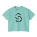 Women’s Boxy Tee — “More Coffee Less Hustle” Minimal Graphic Crop Shirt