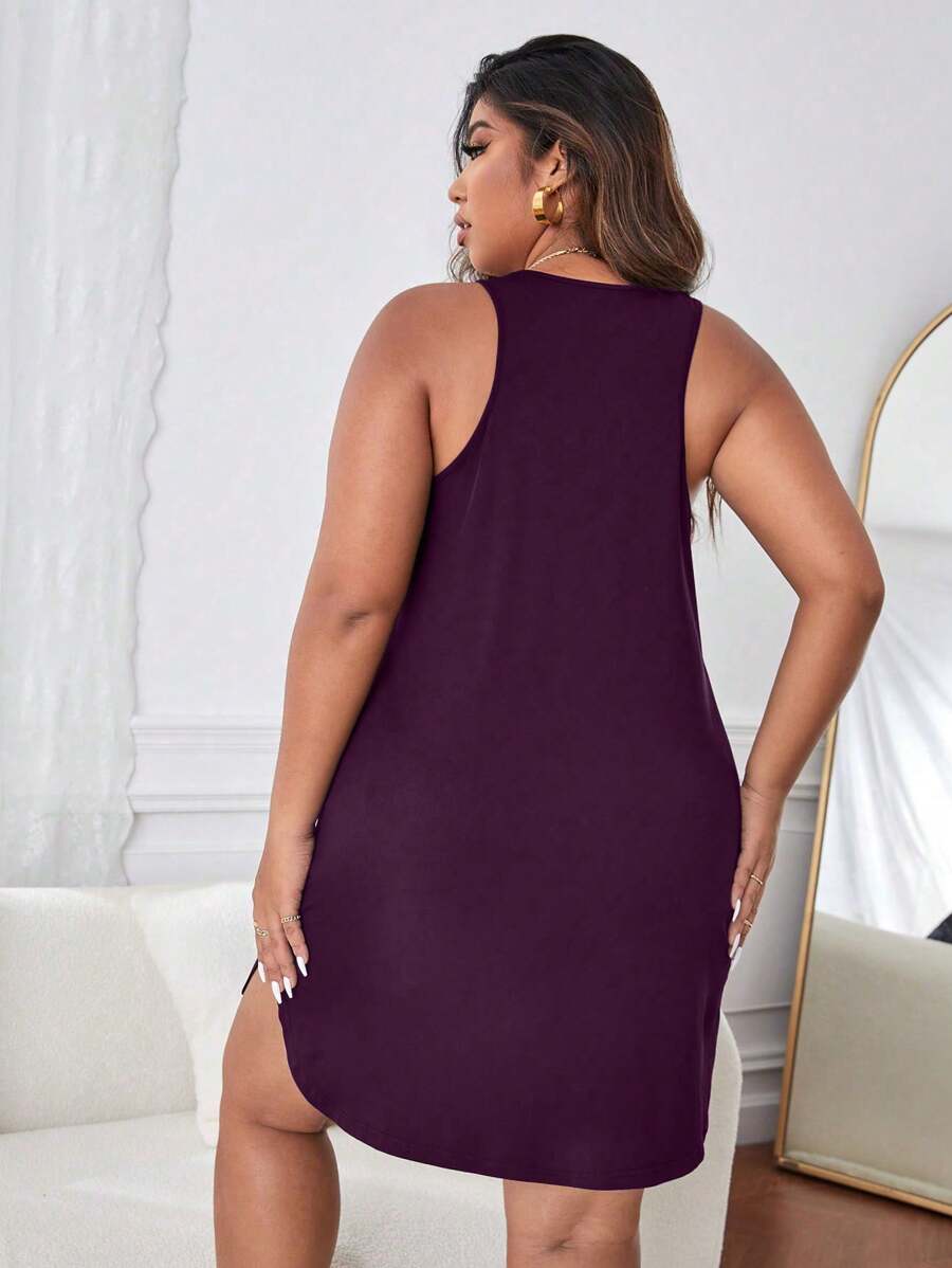 Black_Sleeveless_Scoop_Neck_Nightgown Back Plum