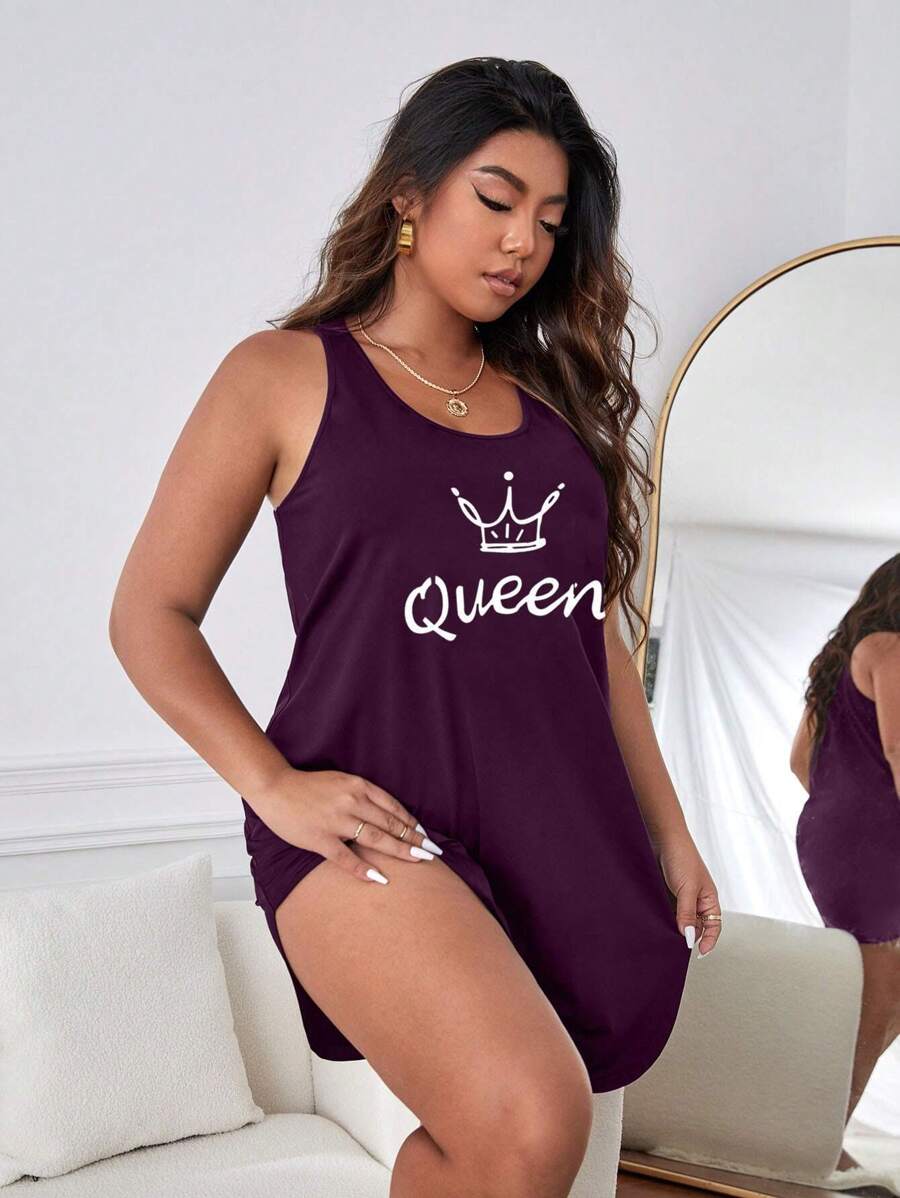 Black_Sleeveless_Scoop_Neck_Nightgown Left Side Plum
