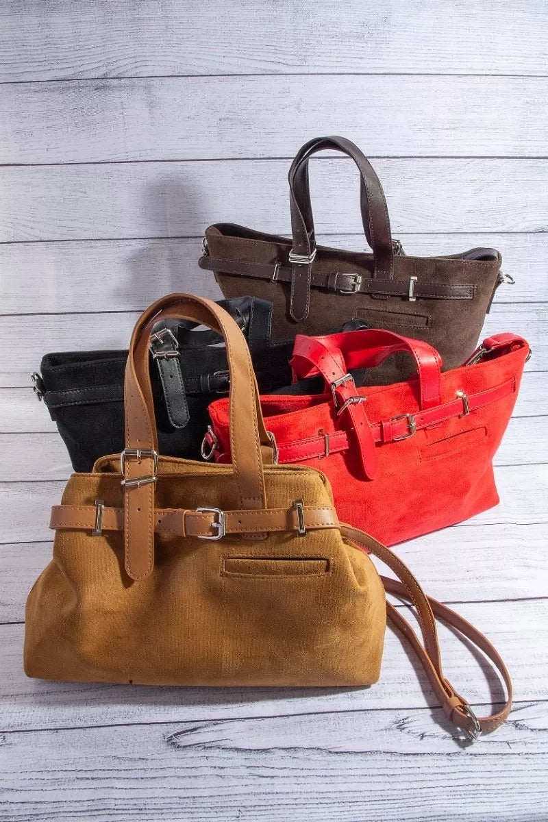 Fame Faux Leather Buckle Strap Detail Tote Bag Multi color