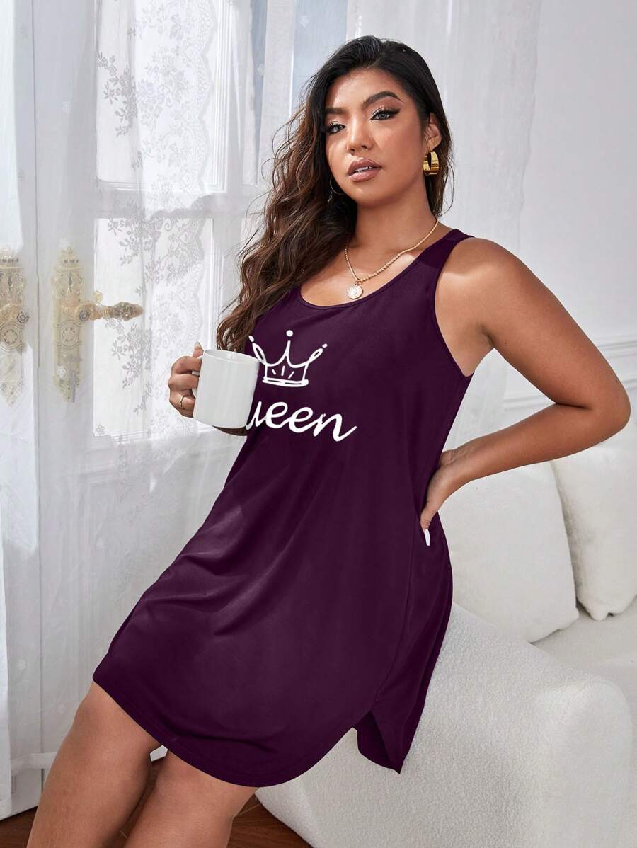 /Black_Sleeveless_Scoop_Neck_Nightgown Left Side Plum